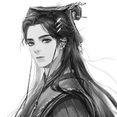 古风男头动漫帅气高清黑白单人