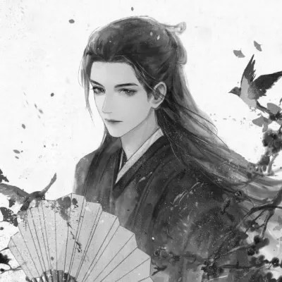 古风男头动漫帅气高清黑白单人