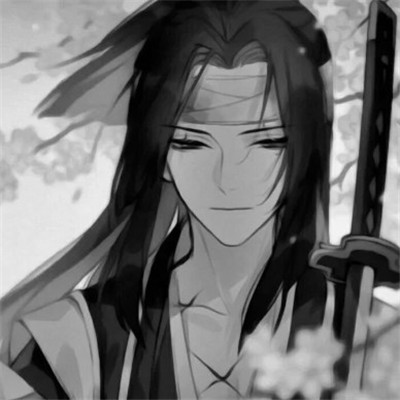 古风男头动漫帅气高清黑白单人