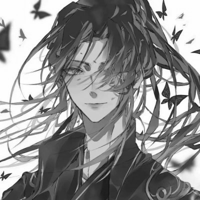 古风男头动漫帅气高清黑白单人