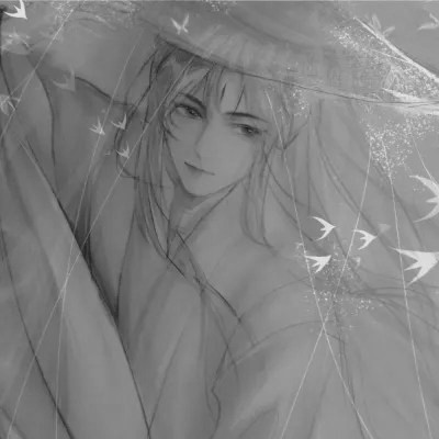 古风男头动漫帅气高清黑白单人