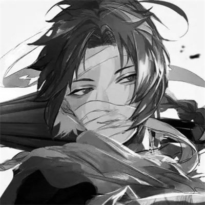 古风男头动漫帅气高清黑白单人