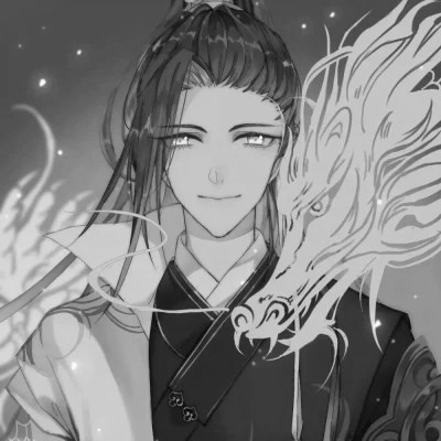 古风男头动漫帅气高清黑白单人