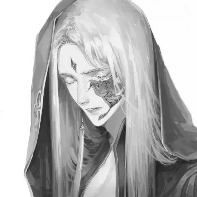 古风男头动漫帅气高清黑白单人