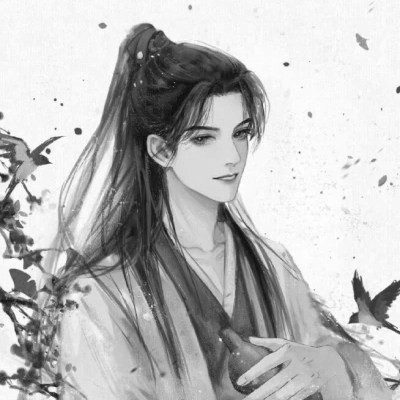 漫画男生头像古风黑白