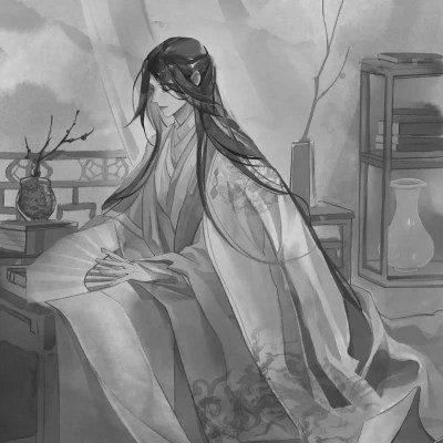 头像古风卡通男生黑白漫画