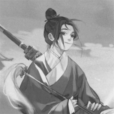 头像古风卡通男生黑白漫画