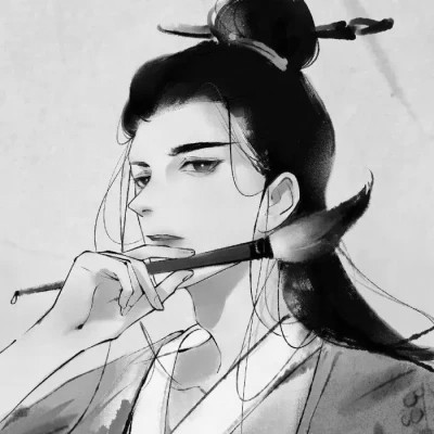 二次元头像男生古风黑白