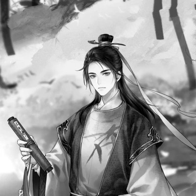 二次元头像男生古风黑白