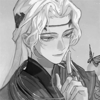 二次元头像男生古风黑白