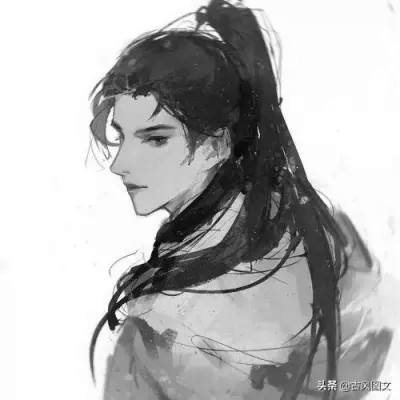 古风男生头像黑白风格动漫