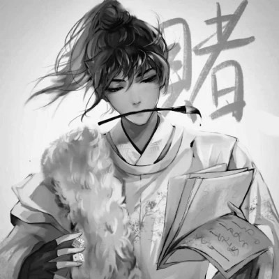 古风人物男生头像黑白动漫