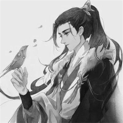古风人物男生头像黑白动漫
