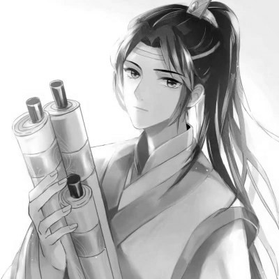 古风人物男生头像黑白动漫