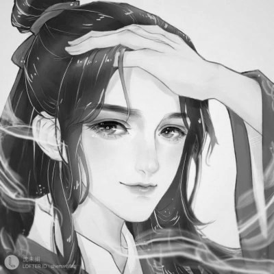 高质量神仙动漫男头黑白古风