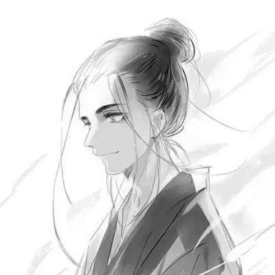 高质量神仙动漫男头黑白古风