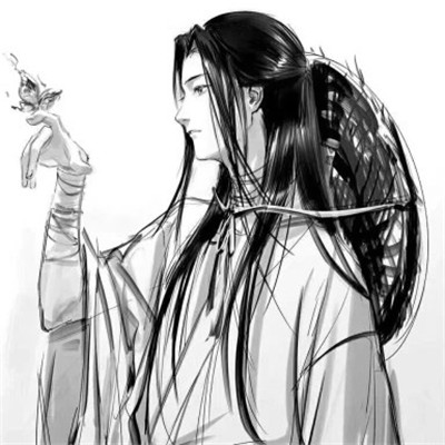 高质量神仙动漫男头黑白古风