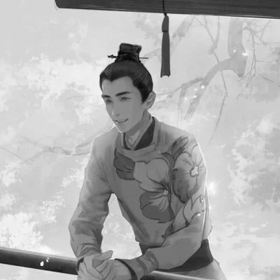 高质量神仙动漫男头黑白古风