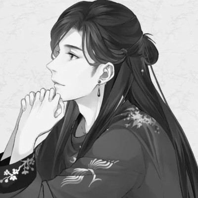 高质量神仙动漫男头黑白古风