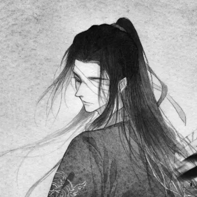 动漫男生头像手绘古风黑白