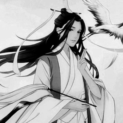 动漫男生头像手绘古风黑白
