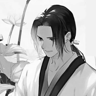 动漫男生头像手绘古风黑白