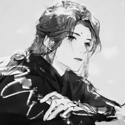 动漫男生头像手绘古风黑白