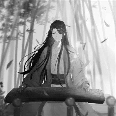 动漫男生头像手绘古风黑白