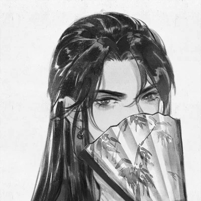 动漫男生头像手绘古风黑白