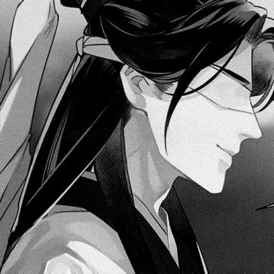 动漫男生头像手绘古风黑白