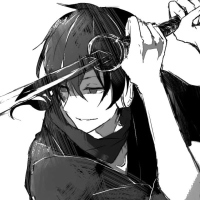 动漫男生头像手绘古风黑白