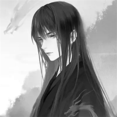 动漫男生头像手绘古风黑白
