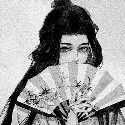 动漫男生头像手绘古风黑白