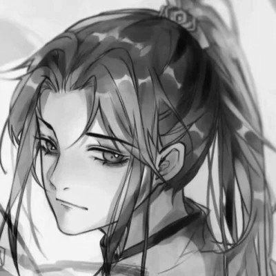 动漫男生头像手绘古风黑白