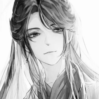 动漫男生头像手绘古风黑白