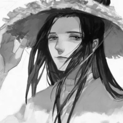 动漫男生头像手绘古风黑白