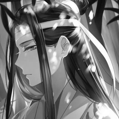 动漫男生头像手绘古风黑白