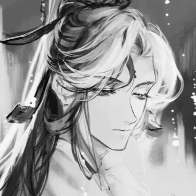 动漫男生头像手绘古风黑白