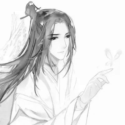 动漫男生头像手绘古风黑白