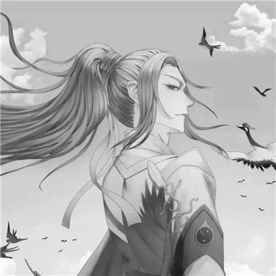 头像古风卡通男生背影黑白