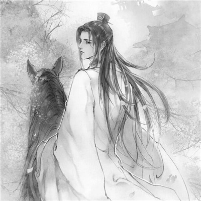 头像古风卡通男生背影黑白