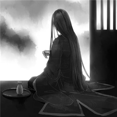 头像古风卡通男生背影黑白