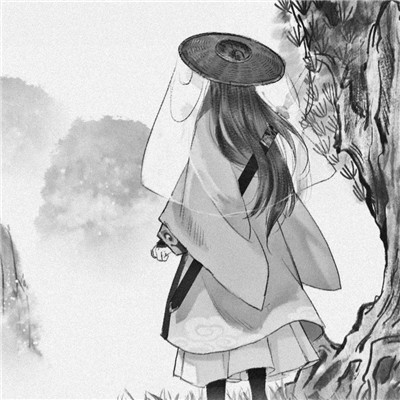 头像古风卡通男生背影黑白