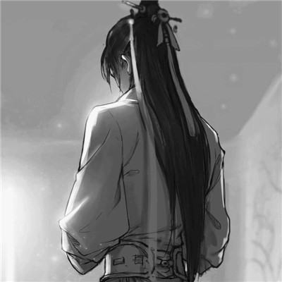 头像古风卡通男生背影黑白