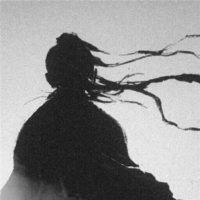 头像古风卡通男生背影黑白
