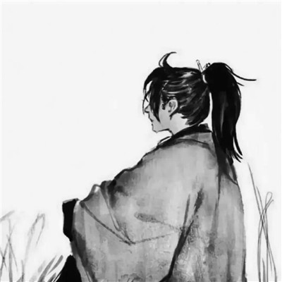 头像古风卡通男生背影黑白