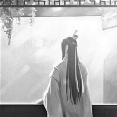 头像古风卡通男生背影黑白