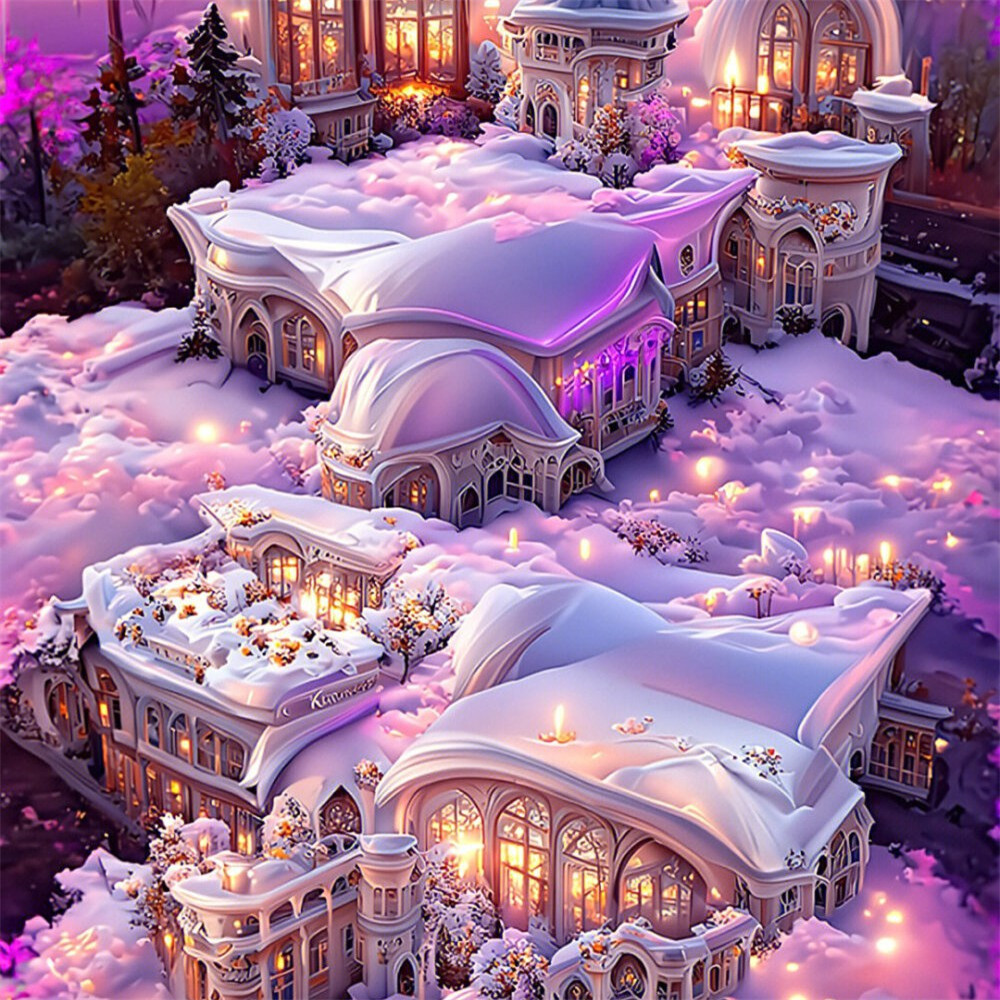 紫色系雪中城堡头像图片