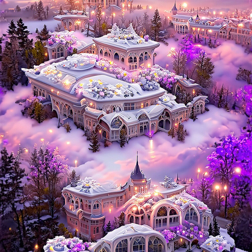 紫色系雪中城堡头像图片