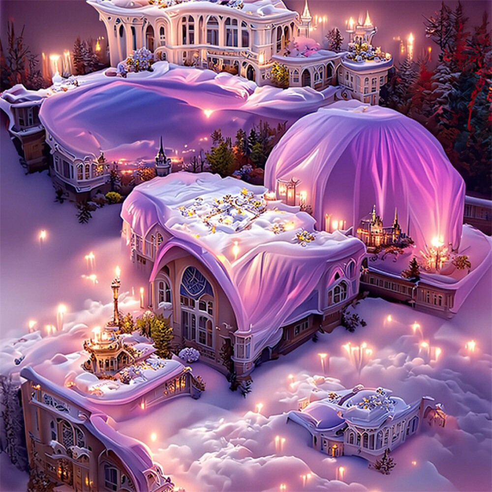 紫色系雪中城堡头像图片